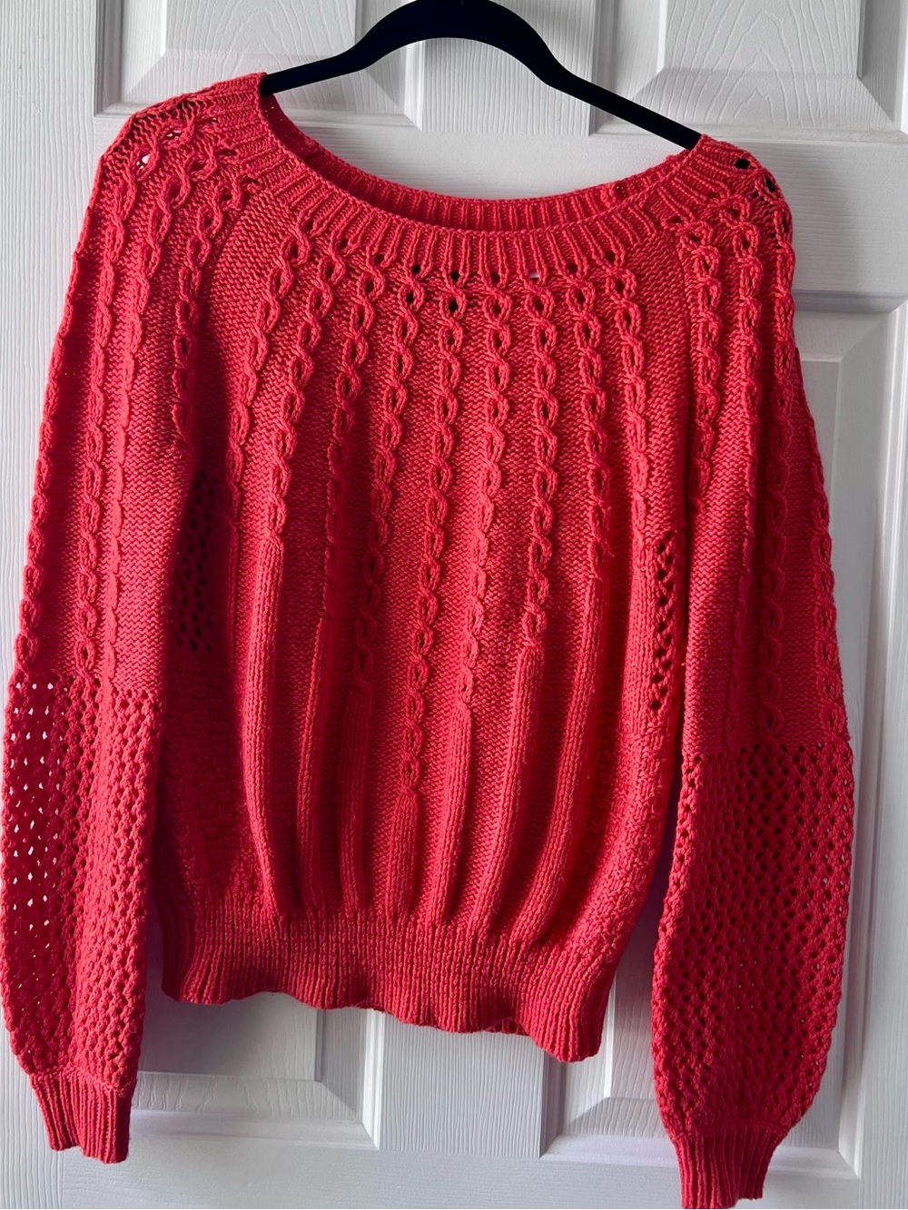 Anthropologie Guinevere Coral Open Knit Sweater XS